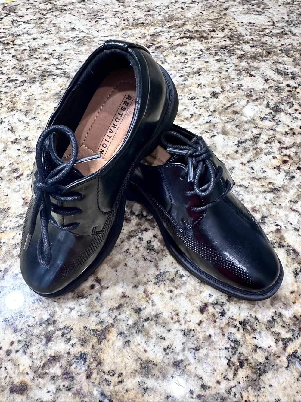Lil Charles toddler Sz 8 Restoration Hardware  Black Lace-Up Dress Shoes NWOT